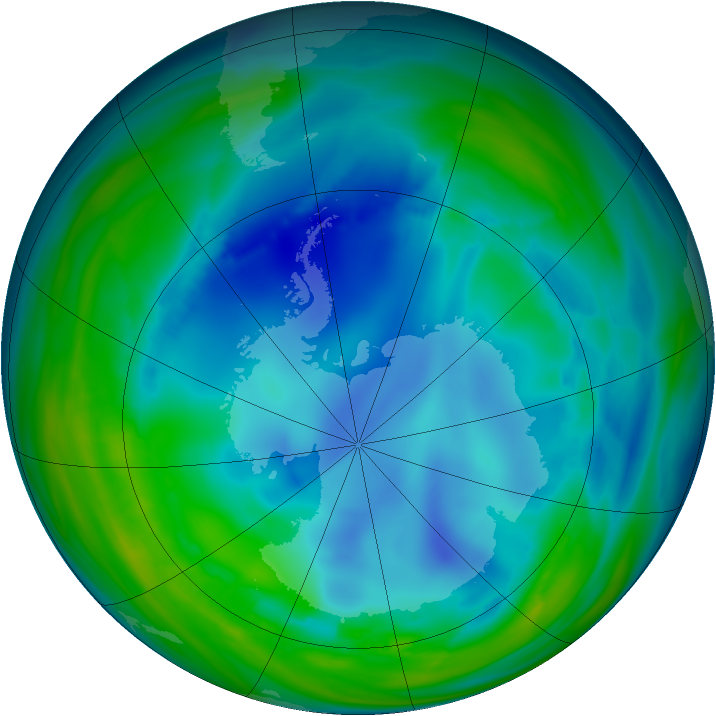 Antarctic ozone map for 04 August 2006